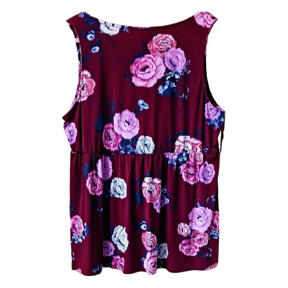 Torrid 3X Burgundy Floral Keyhole Babydoll Tank Top NWOT - Picture 6 of 11